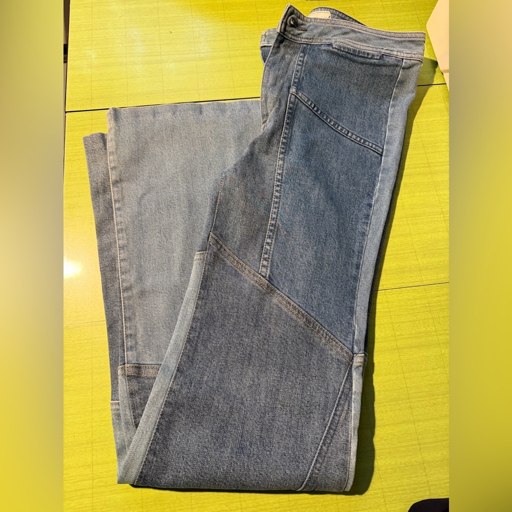 Free People patchwork denim, wide bottom size 27